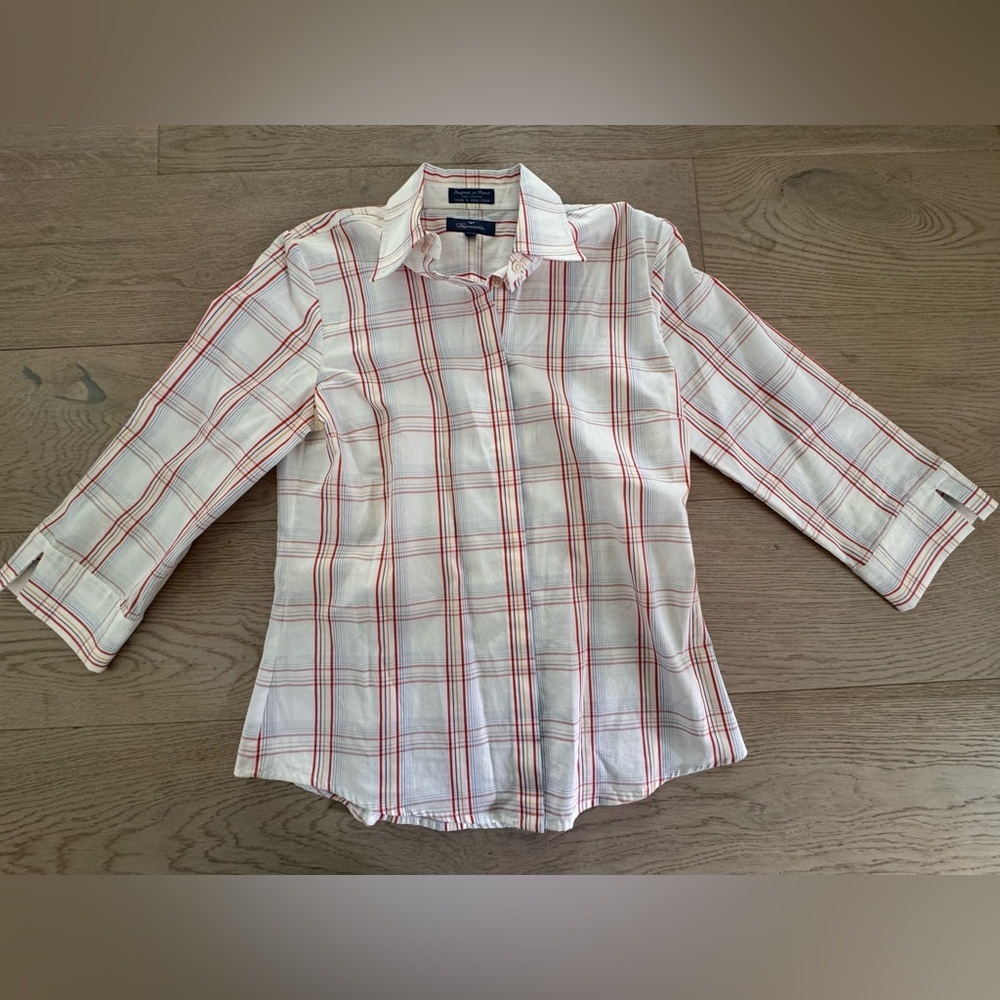 Woman’s Faconnable button down striped shirt size XS 100% cotton